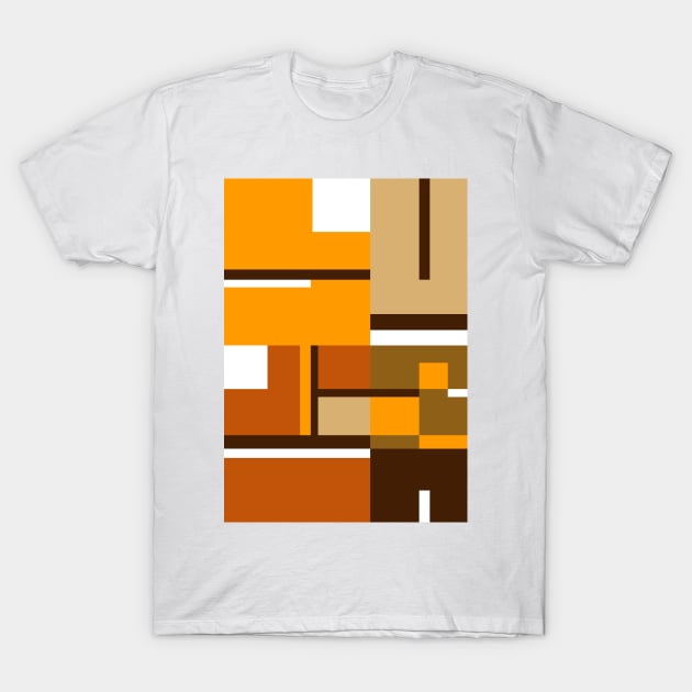 Earthy colored, 1970’s Mondrian styled abstract T-Shirt by stephenignacio